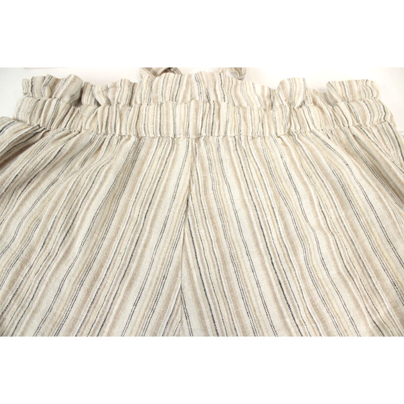 4Our Dreamers Shorts Linen Blend Paperbag Drawstring Metallic Stripe Women L Tan - Picture 10 of 10
